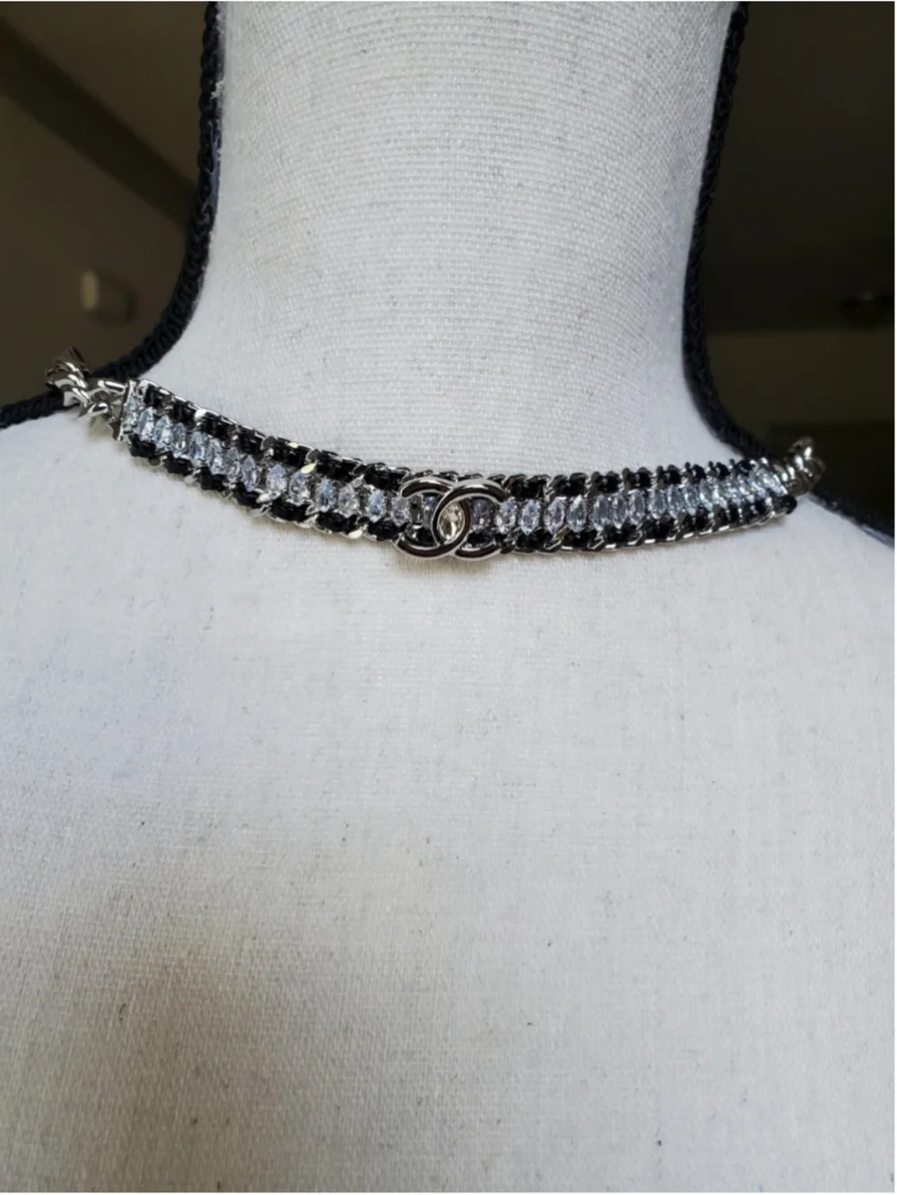 Chain Choker Size Silver and Black necklace